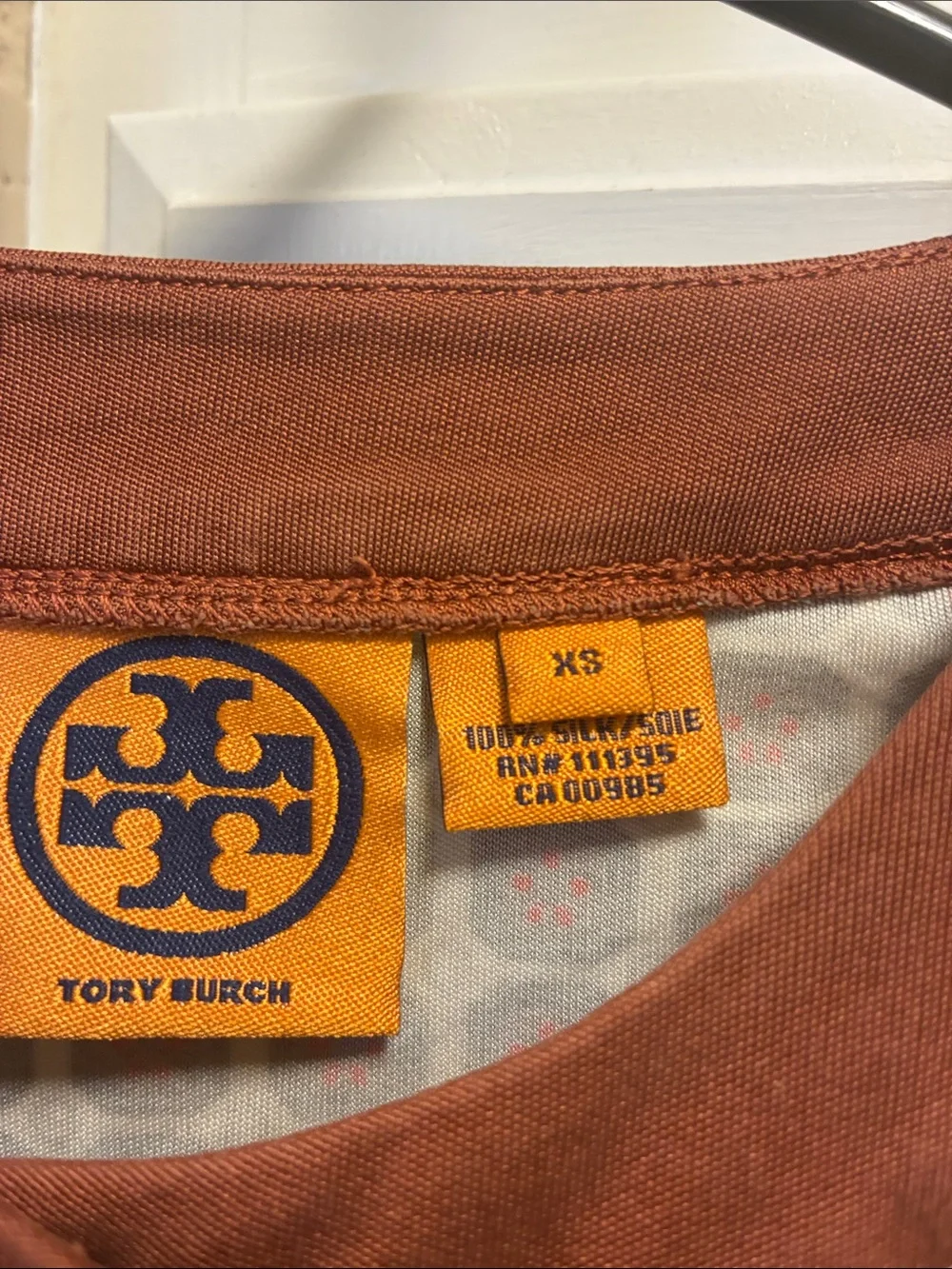 Tory Burch 100% silk brown and Cream Geo-Print Tunic